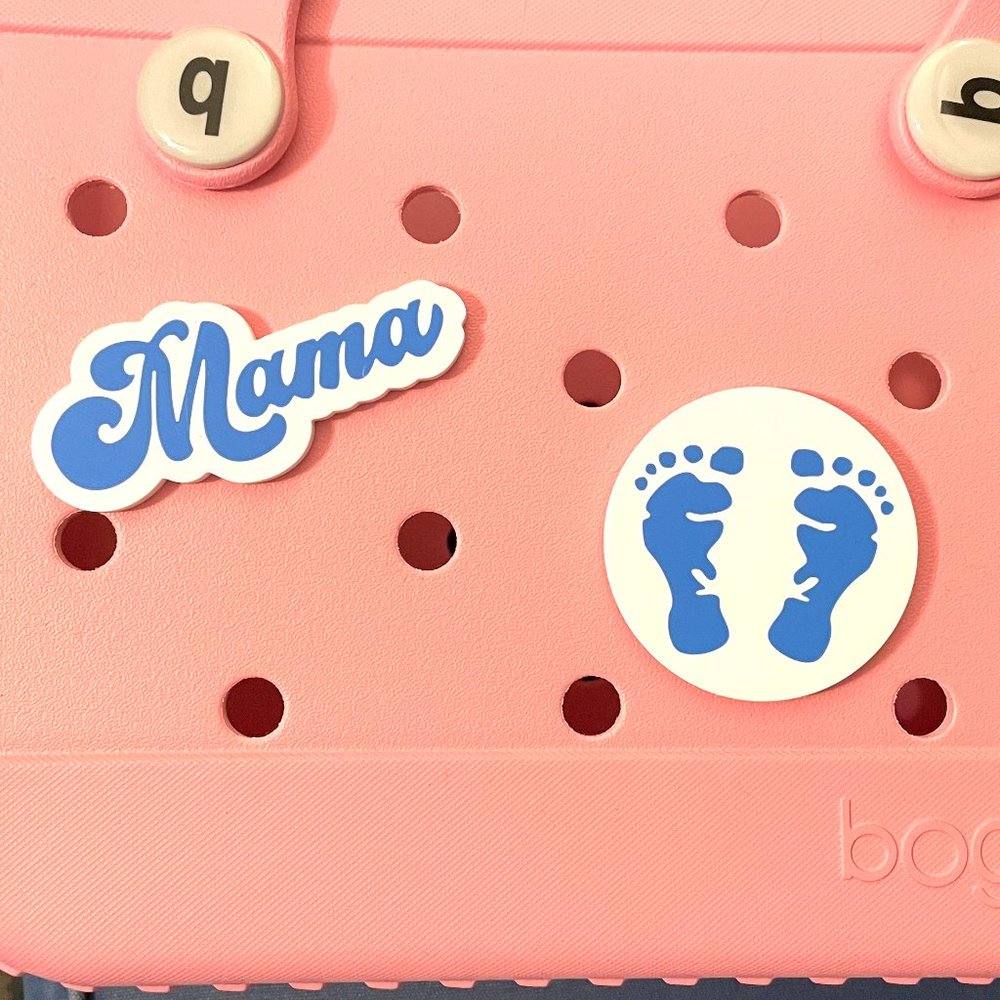 Set of 2 Bogg Bag Charms-Mama Bogg Bag Bits-Baby Boy Bogg Charm-Mom Bogg Charm